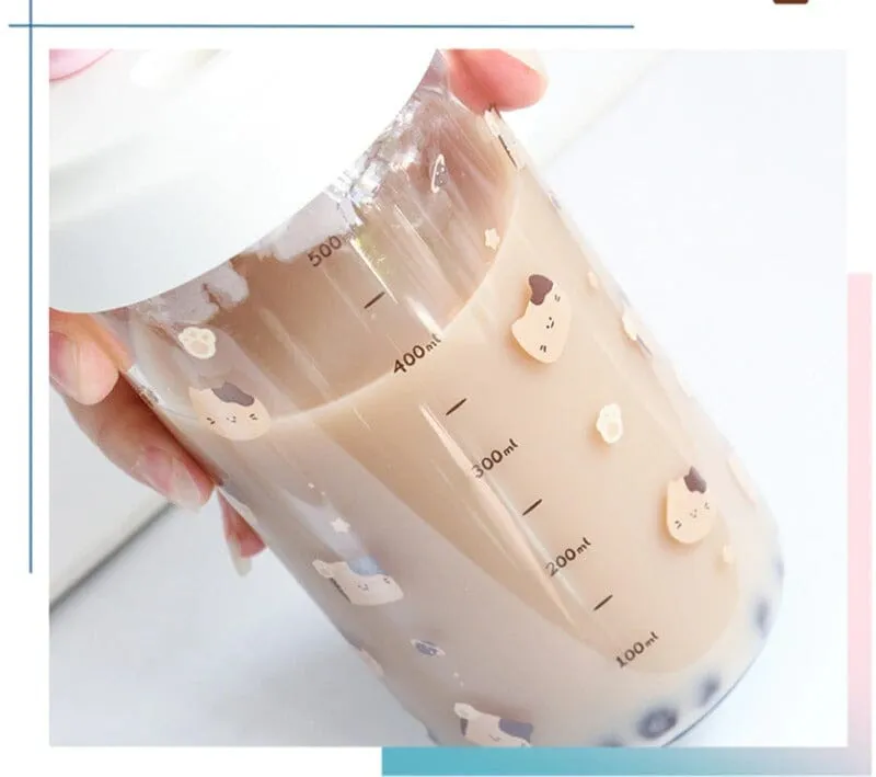 Kawaii Boba Milk Kittea To-Go Glass Cups - 500 ml