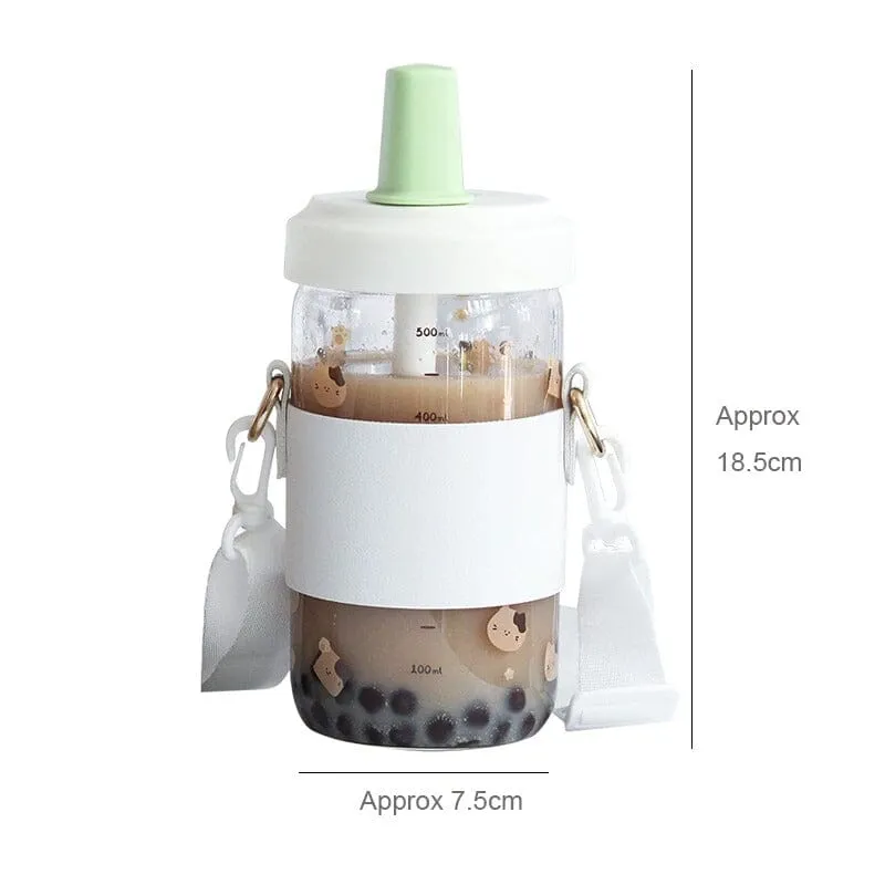 Kawaii Boba Milk Kittea To-Go Glass Cups - 500 ml