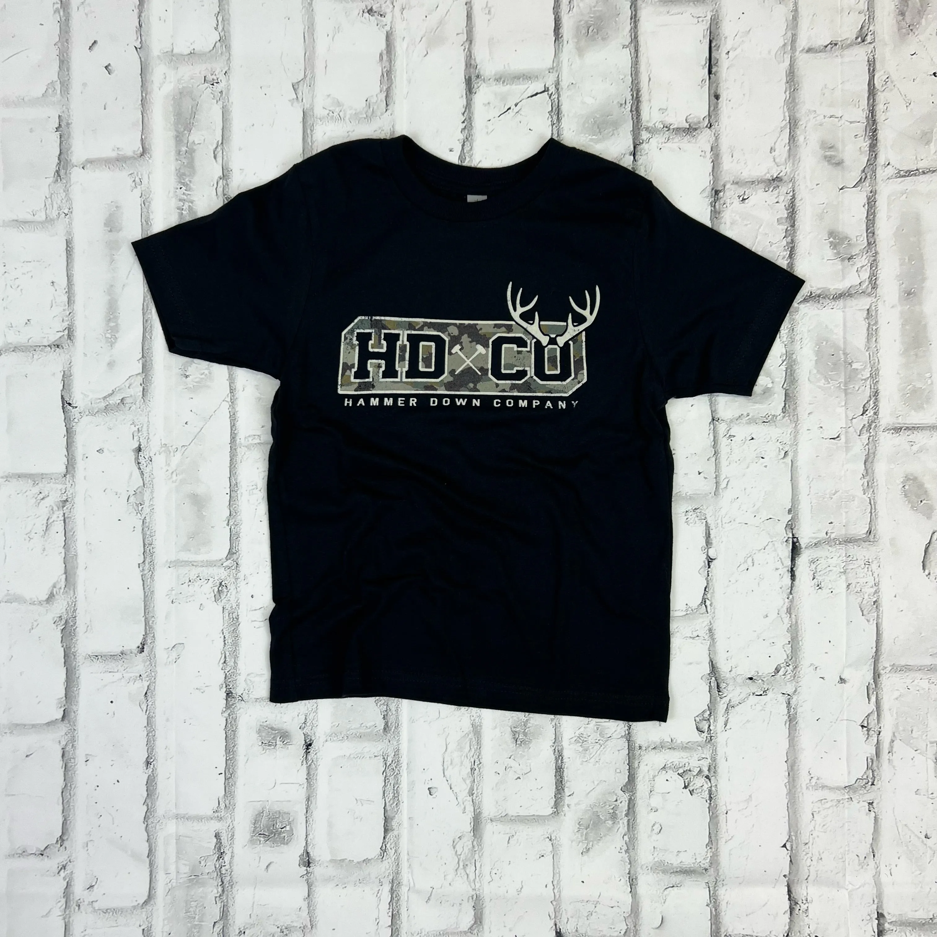 KIDS Hammer Down "HDCO Antler Camo" Short Sleeve T-shirt - Black