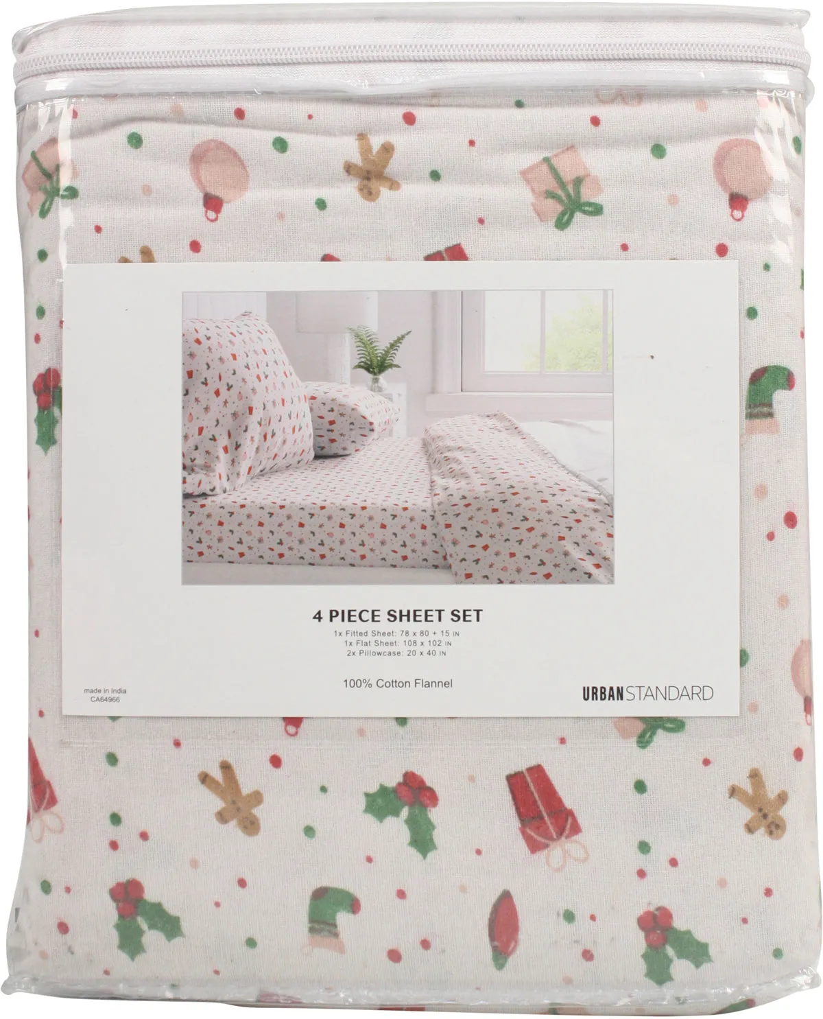 King Holiday Merry Collage Flannel Sheet Set