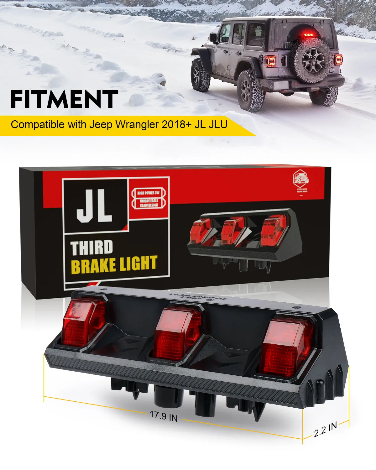 LED Third Brake Light for 2018  Jeep Wrangler JL