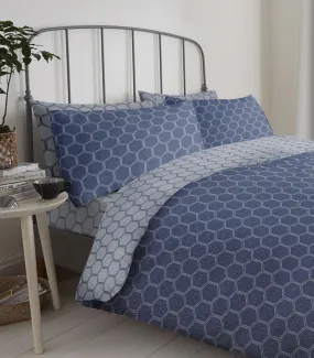 Lewis's Reversible Printed Bed In A Bag - Blue Honeycomb