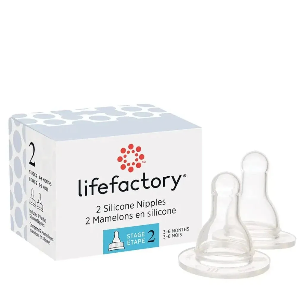 Lifefactory Silicone Nipples for Glass Bottles 2 Pack