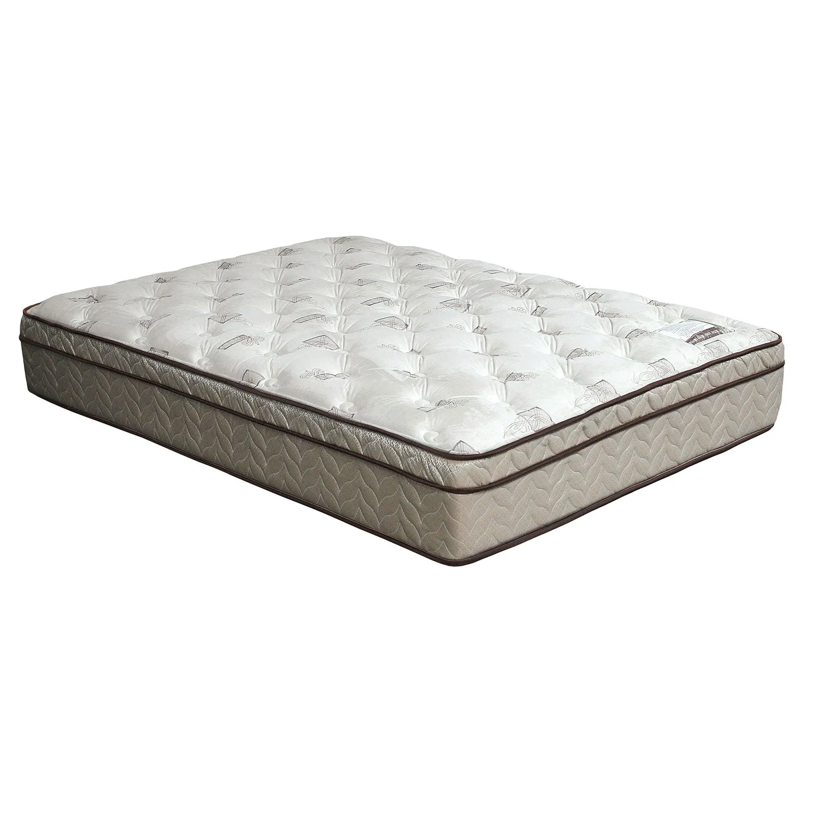 Lilium White/Brown 13" Euro Pillow Top Mattress, Twin