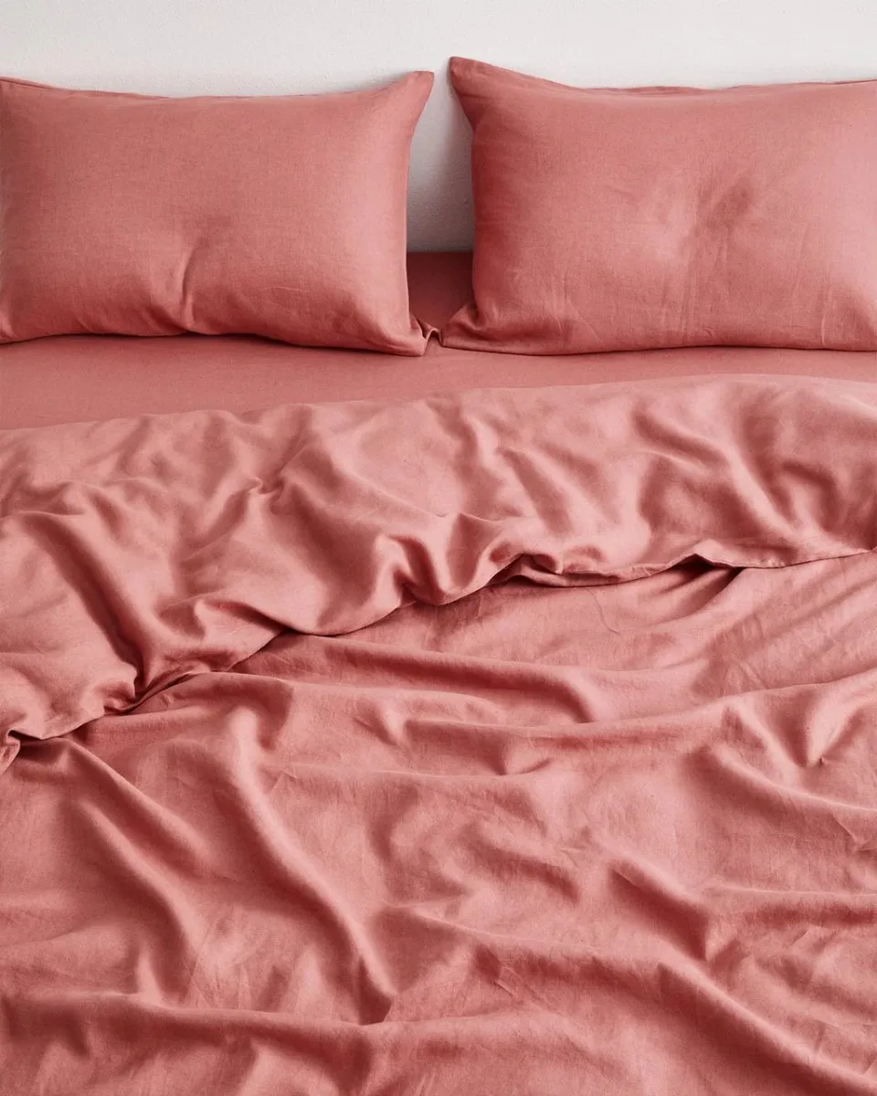 Linen Bedding Duvet Cover | 3 Pc Set | Dusty Pink