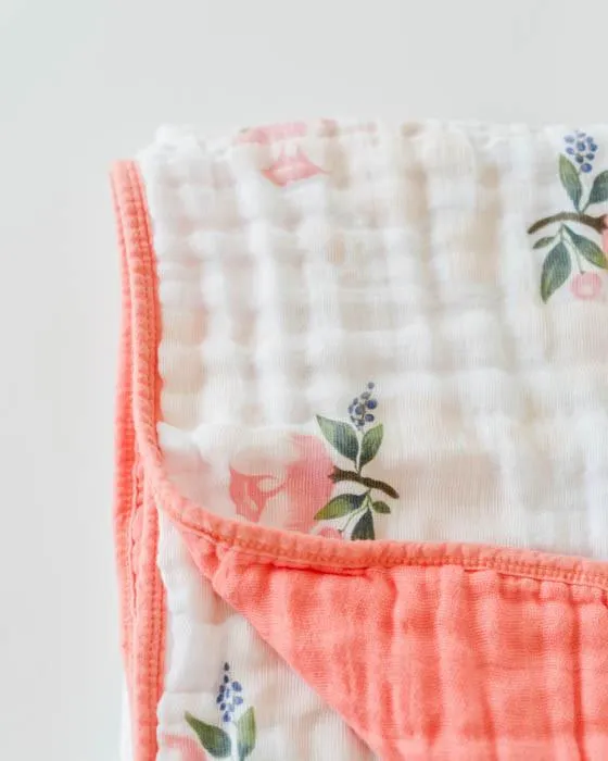 Little Unicorn - Muslin Blanket - Watercolor Rose