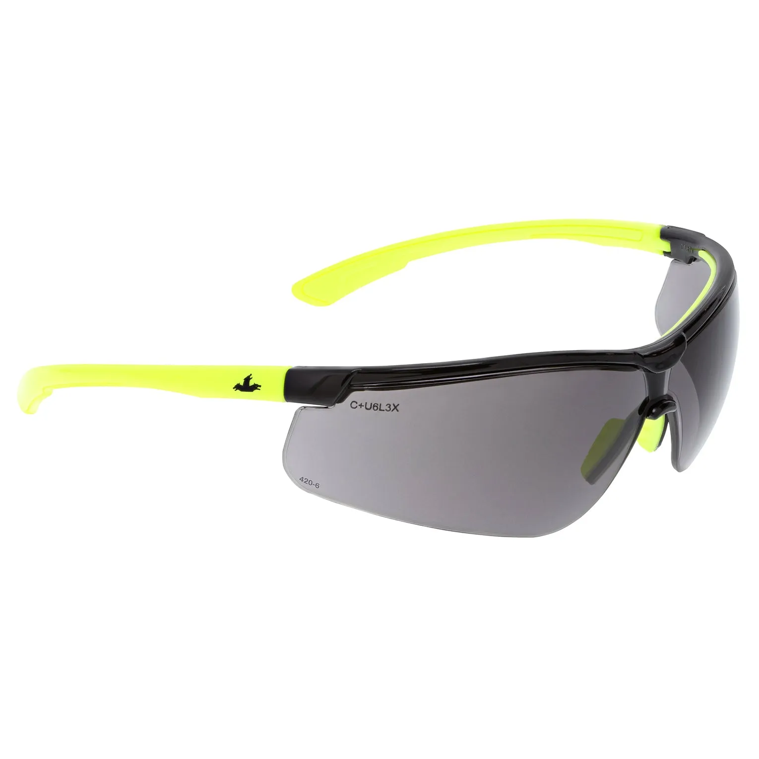 MCR Safety Klondike KD7 Safety Glasses - Black/Lime Frame - Gray MAX6 Anti-Fog Lens - KD722PF420