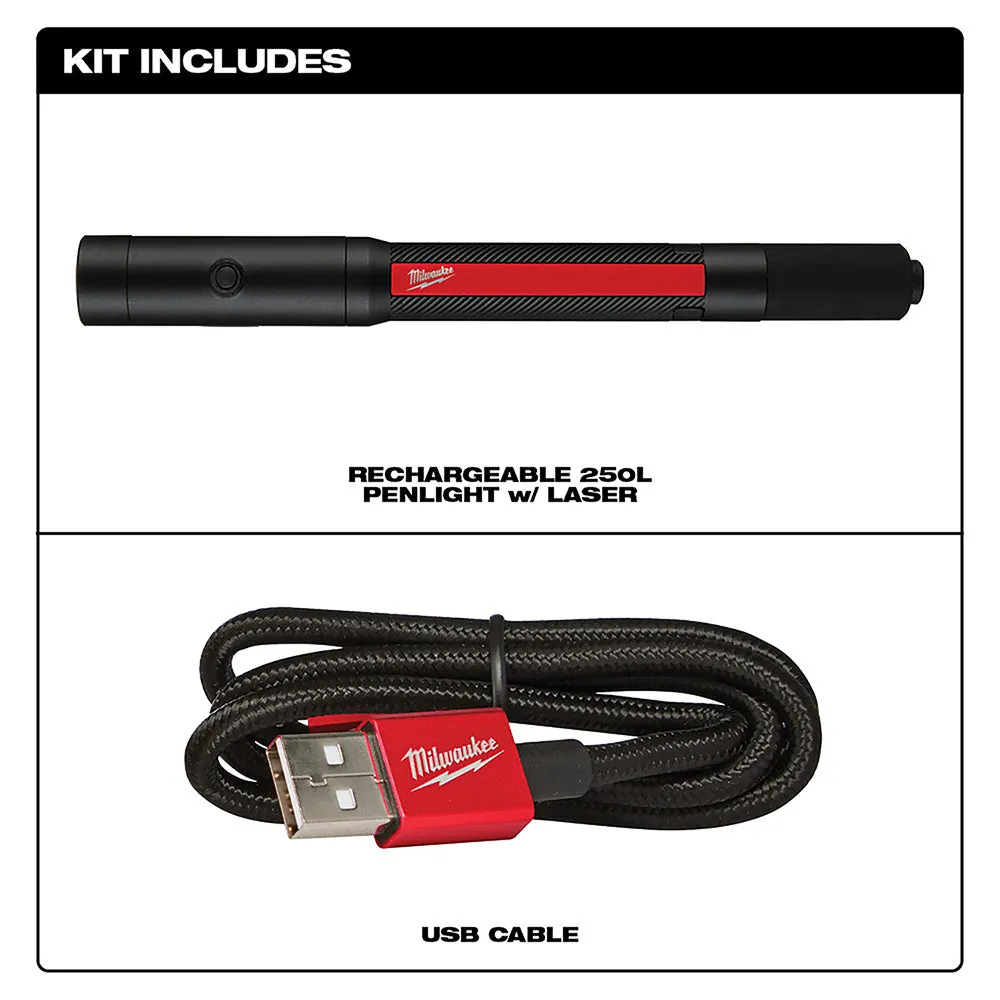 Milwaukee 2010R Milwaukee® Rechargeable 250L Penlight w/ Laser