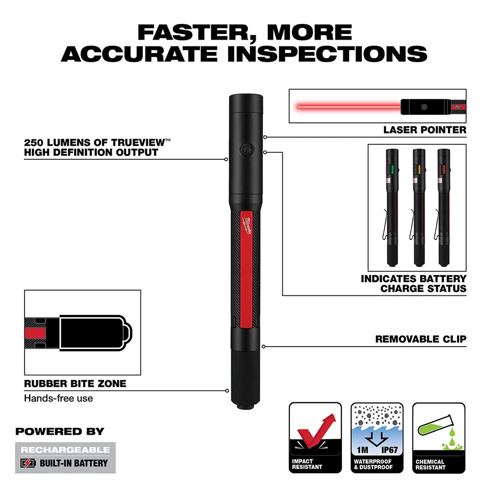 Milwaukee 2010R Milwaukee® Rechargeable 250L Penlight w/ Laser