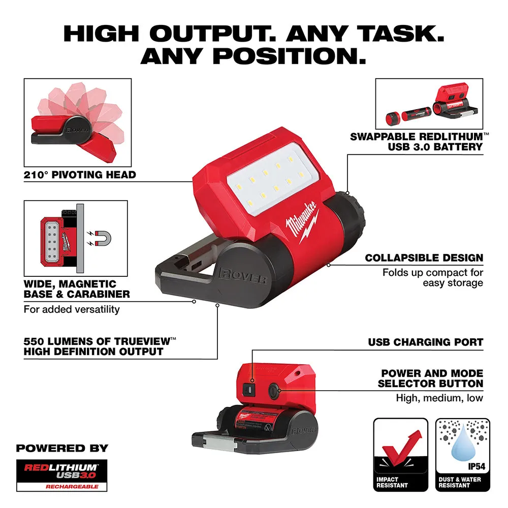 Milwaukee 2114-21 USB Rechargeable Rover Pivoting Flood Light