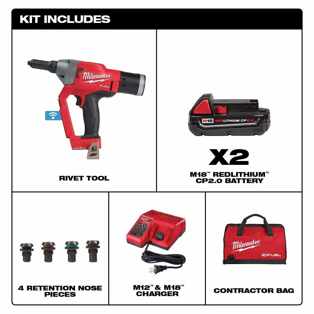 Milwaukee 2660-22CT M18 FUEL™ 1/4" Blind Rivet Tool w/ ONE-KEY™ Kit