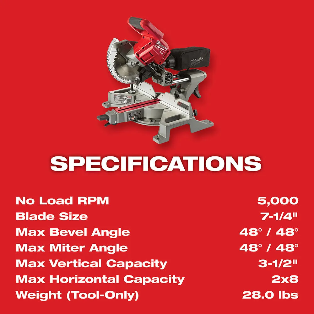 Milwaukee  2733-20 M18 FUEL 7-1/4" Dual Bevel Sliding Compound Miter Saw Bare Tool