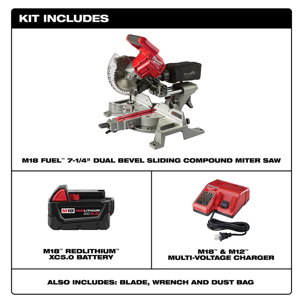 Milwaukee  2733-20 M18 FUEL 7-1/4" Dual Bevel Sliding Compound Miter Saw Bare Tool