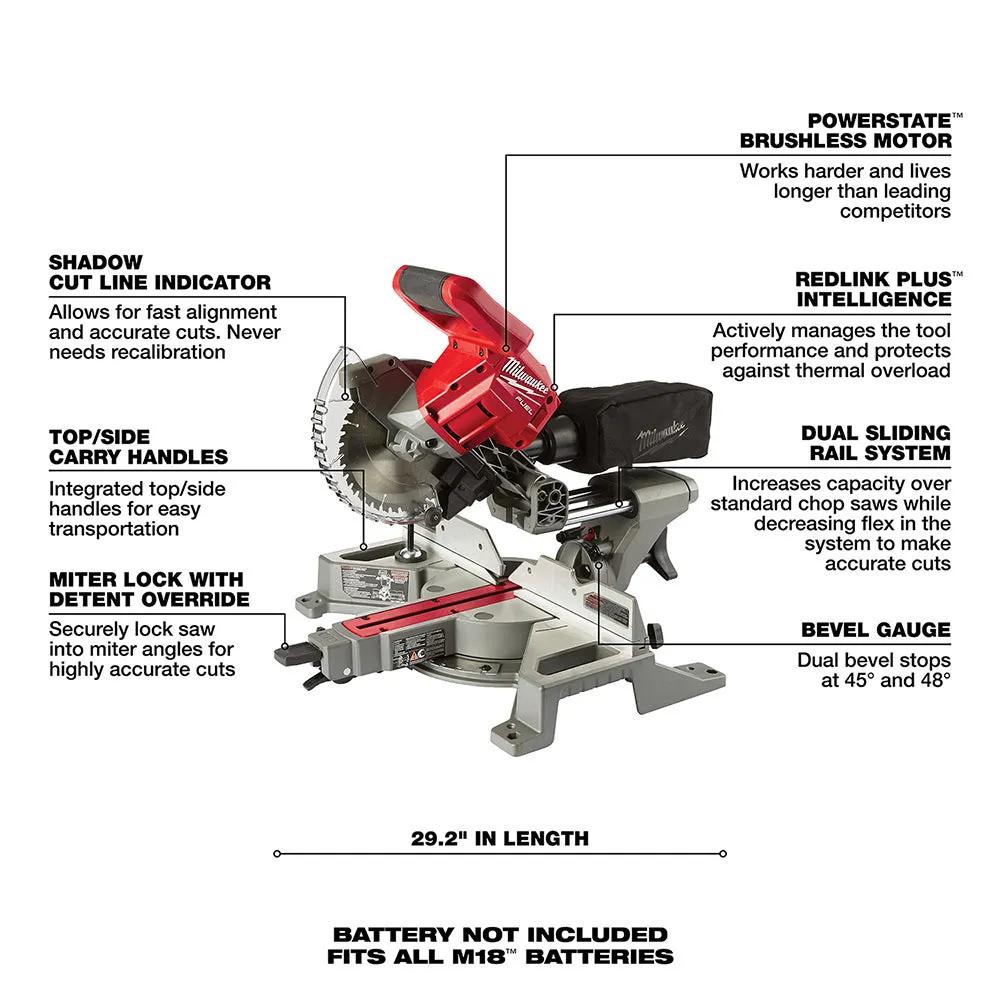 Milwaukee  2733-20 M18 FUEL 7-1/4" Dual Bevel Sliding Compound Miter Saw Bare Tool