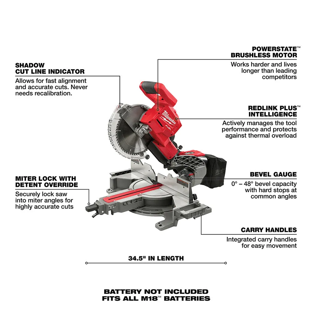 Milwaukee 2734-20 M18 FUEL Dual Bevel Sliding Compound Miter Saw Bare Tool