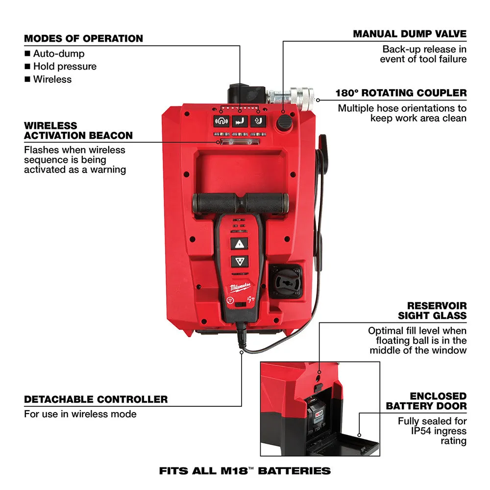 Milwaukee 2774-21HD M18 FORCE LOGIC 10,000psi Hydraulic Pump Kit