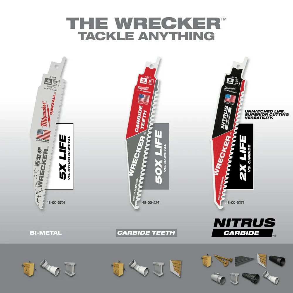 Milwaukee 48-00-5341 6" 6 TPI THE WRECKER™ with Carbide Teeth SAWZALL® Blade 3PK