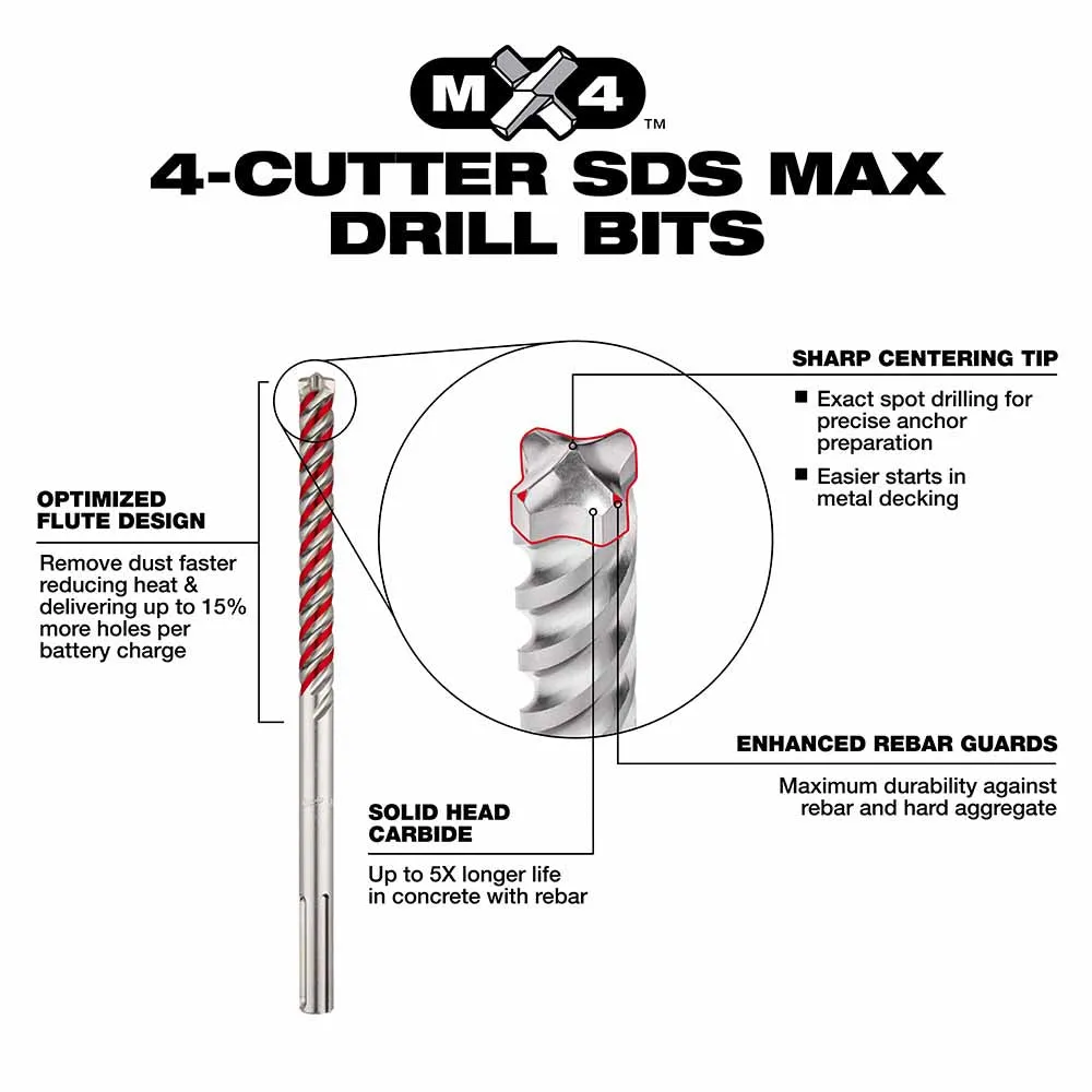 Milwaukee 48-20-3934 SDS Max 4CT MX4 3/4" x 24" x 29"