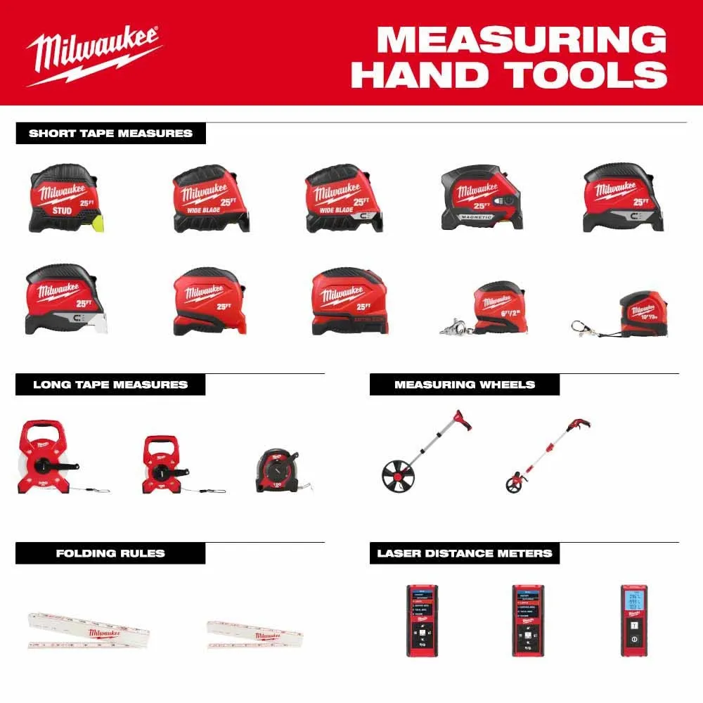 Milwaukee 48-22-0428 25" Compact Wide Blade Magnetic Tape Measure w/ Rechargeable 100 Lumen LED Light