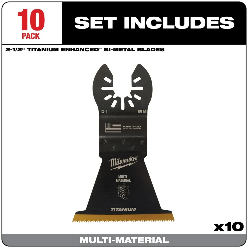 Milwaukee  49-25-1249 Milwaukee® OPEN-LOK™ 2-1/2" TITANIUM ENHANCED BI-METAL MULTI-MATERIAL BLADES 10PK