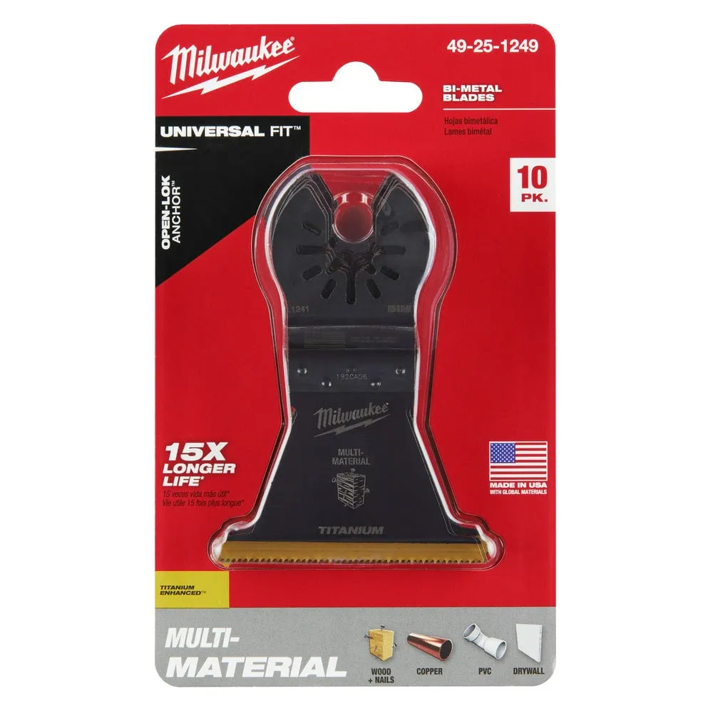 Milwaukee  49-25-1249 Milwaukee® OPEN-LOK™ 2-1/2" TITANIUM ENHANCED BI-METAL MULTI-MATERIAL BLADES 10PK