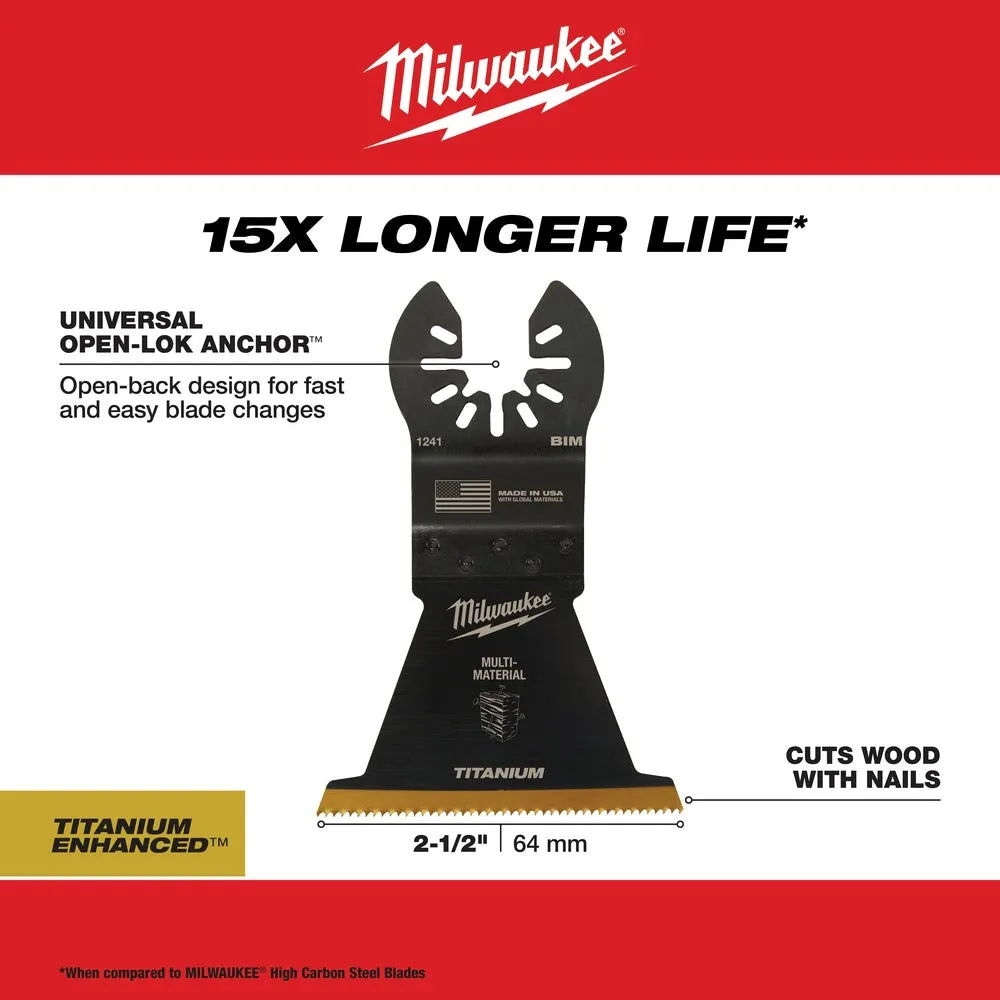 Milwaukee  49-25-1249 Milwaukee® OPEN-LOK™ 2-1/2" TITANIUM ENHANCED BI-METAL MULTI-MATERIAL BLADES 10PK