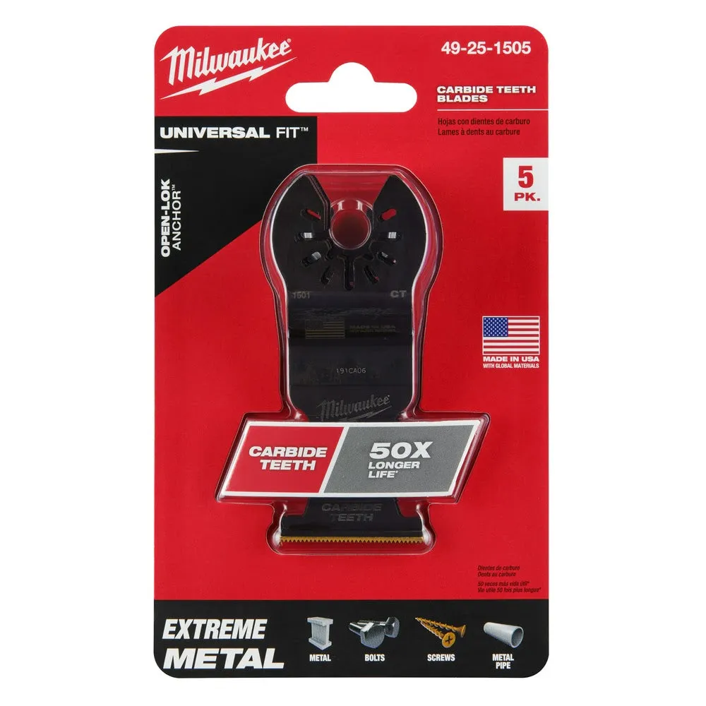 Milwaukee  49-25-1505 Milwaukee® OPEN-LOK™ 1-3/8" TITANIUM ENHANCED CARBIDE TEETH METAL BLADE 5PK