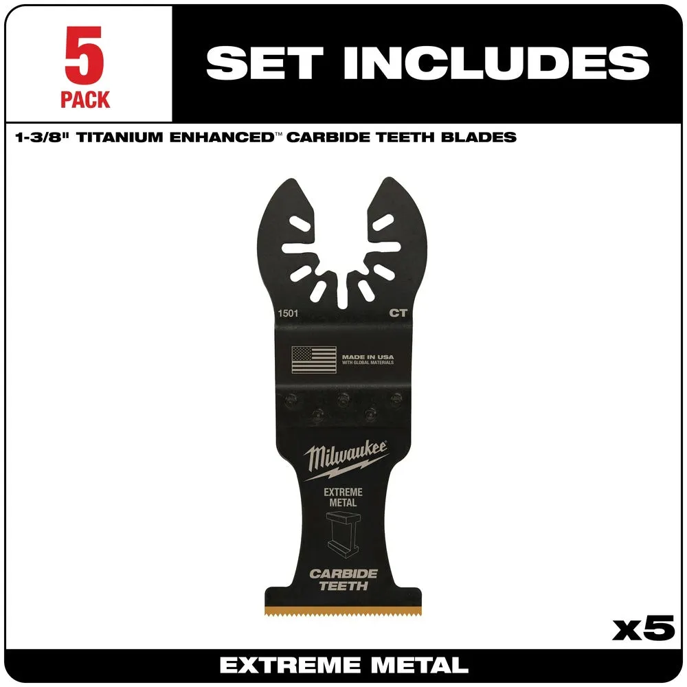 Milwaukee  49-25-1505 Milwaukee® OPEN-LOK™ 1-3/8" TITANIUM ENHANCED CARBIDE TEETH METAL BLADE 5PK