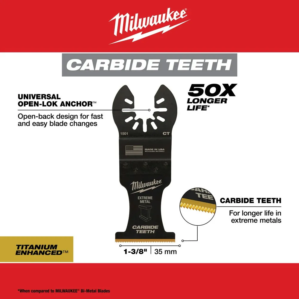 Milwaukee  49-25-1505 Milwaukee® OPEN-LOK™ 1-3/8" TITANIUM ENHANCED CARBIDE TEETH METAL BLADE 5PK