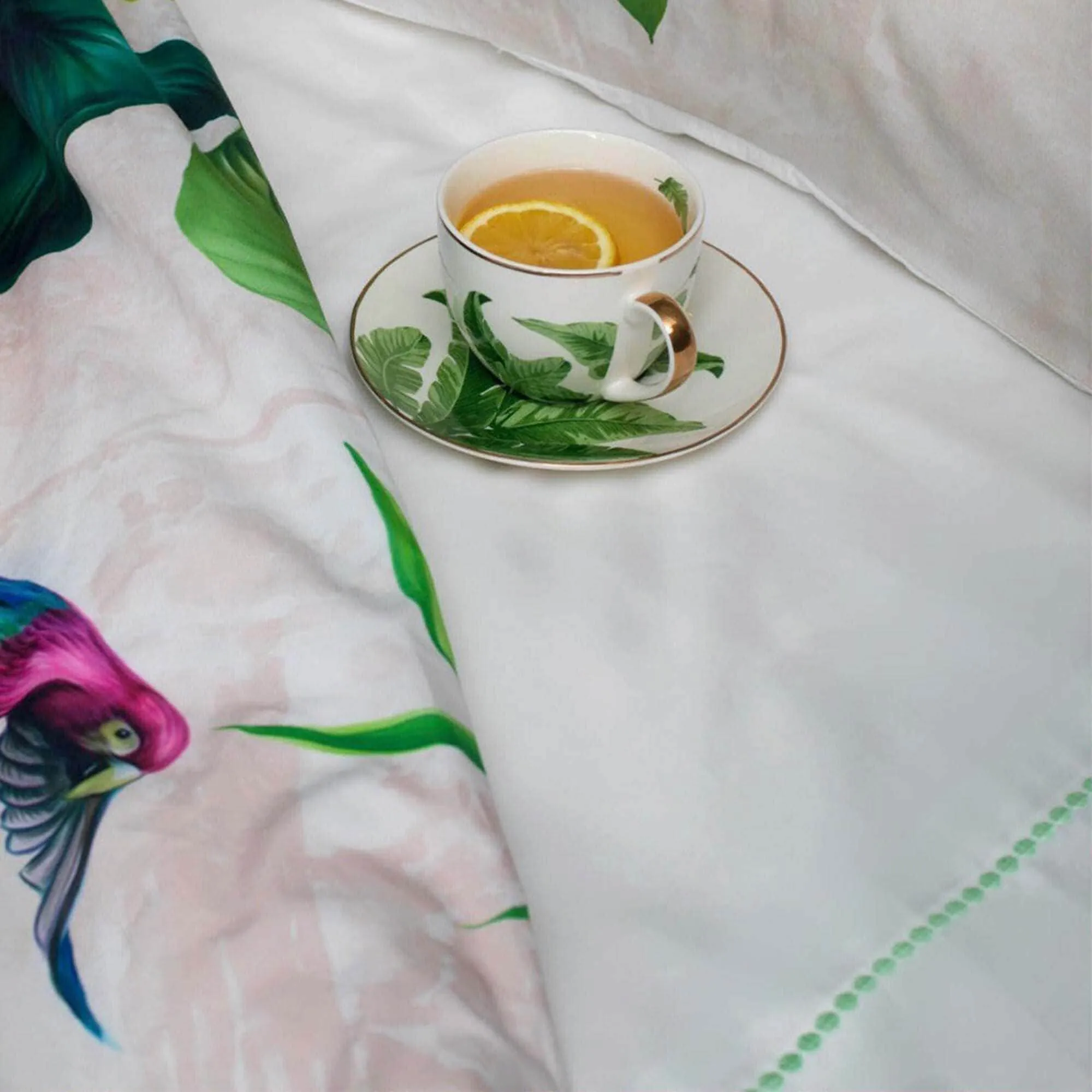 Mint Embroidered Sateen Sheet Set