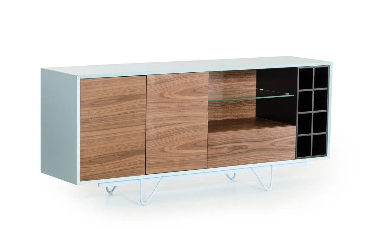 Modrest Aegean Modern Walnut and Teal Buffet