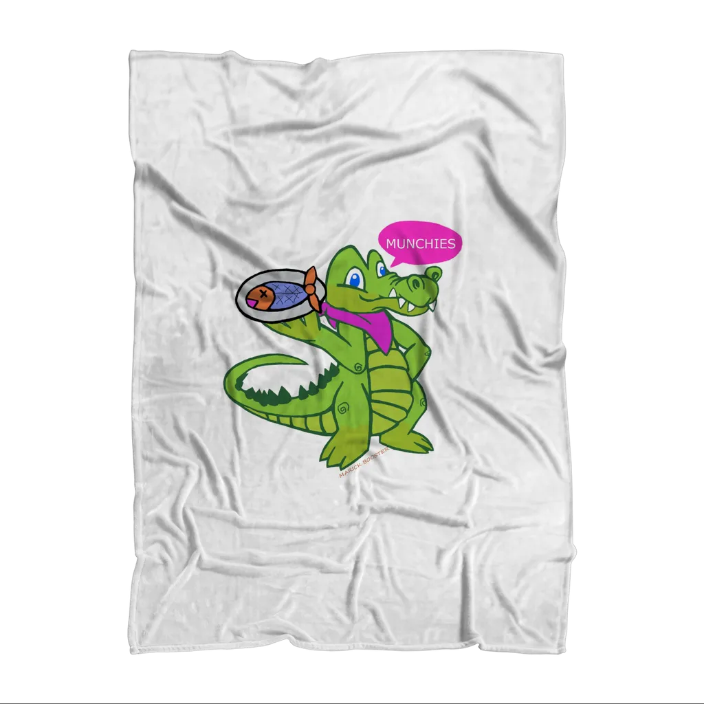 Munchies the Crocodile Sublimation Throw Blanket