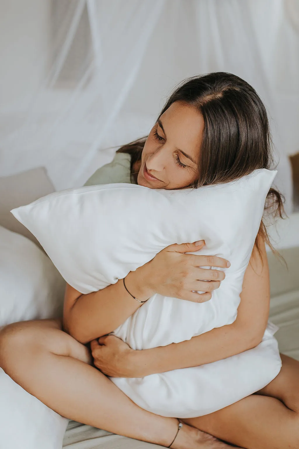 Natural silk pillowcase White Pearl