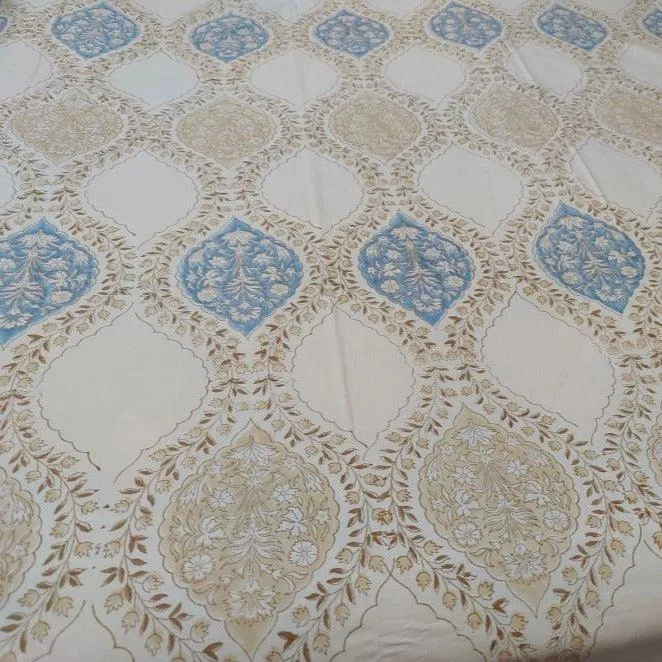 NESTED BEIGE AND BLUE BED SHEET