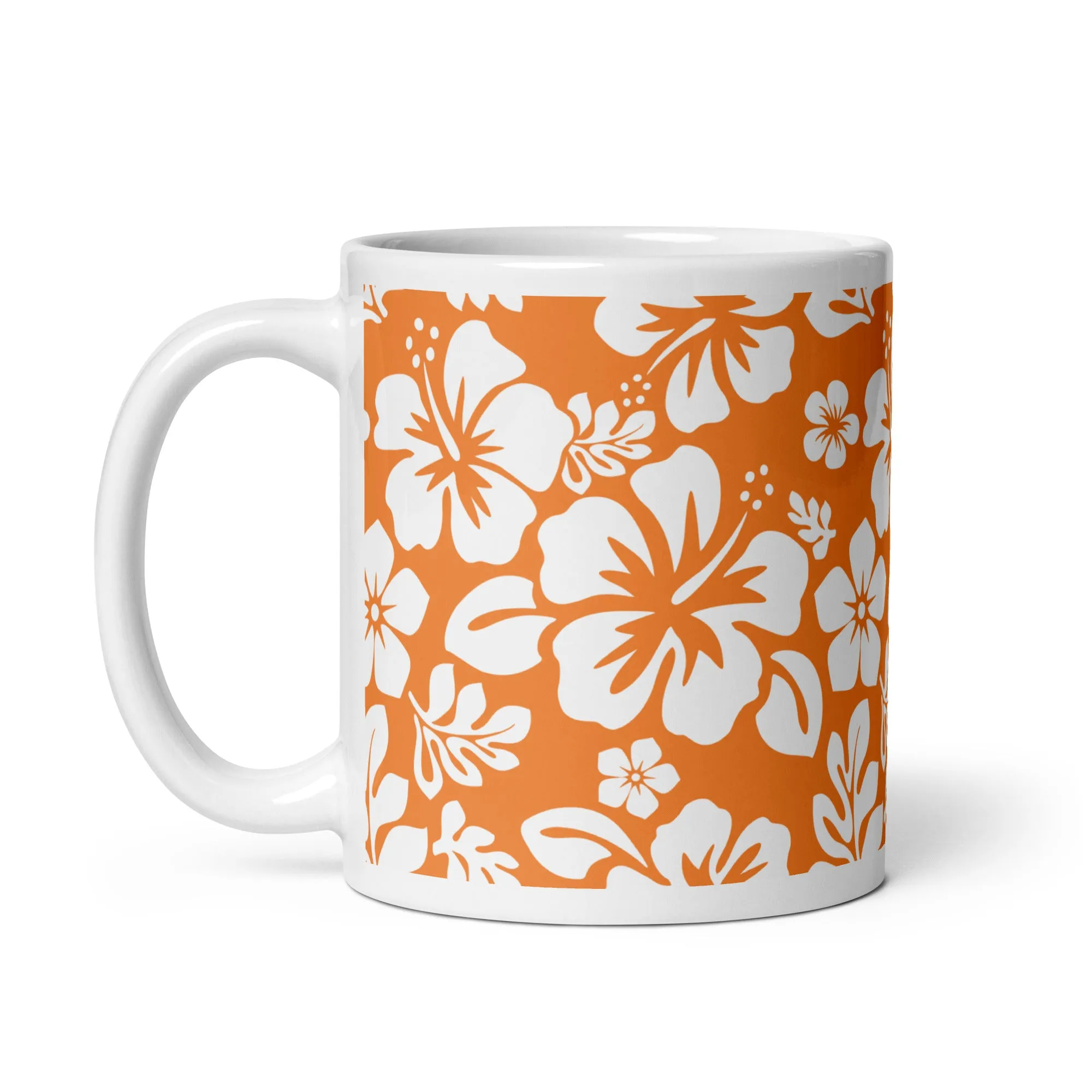 Orange and White Hawaiian Flowers Coffee Mug