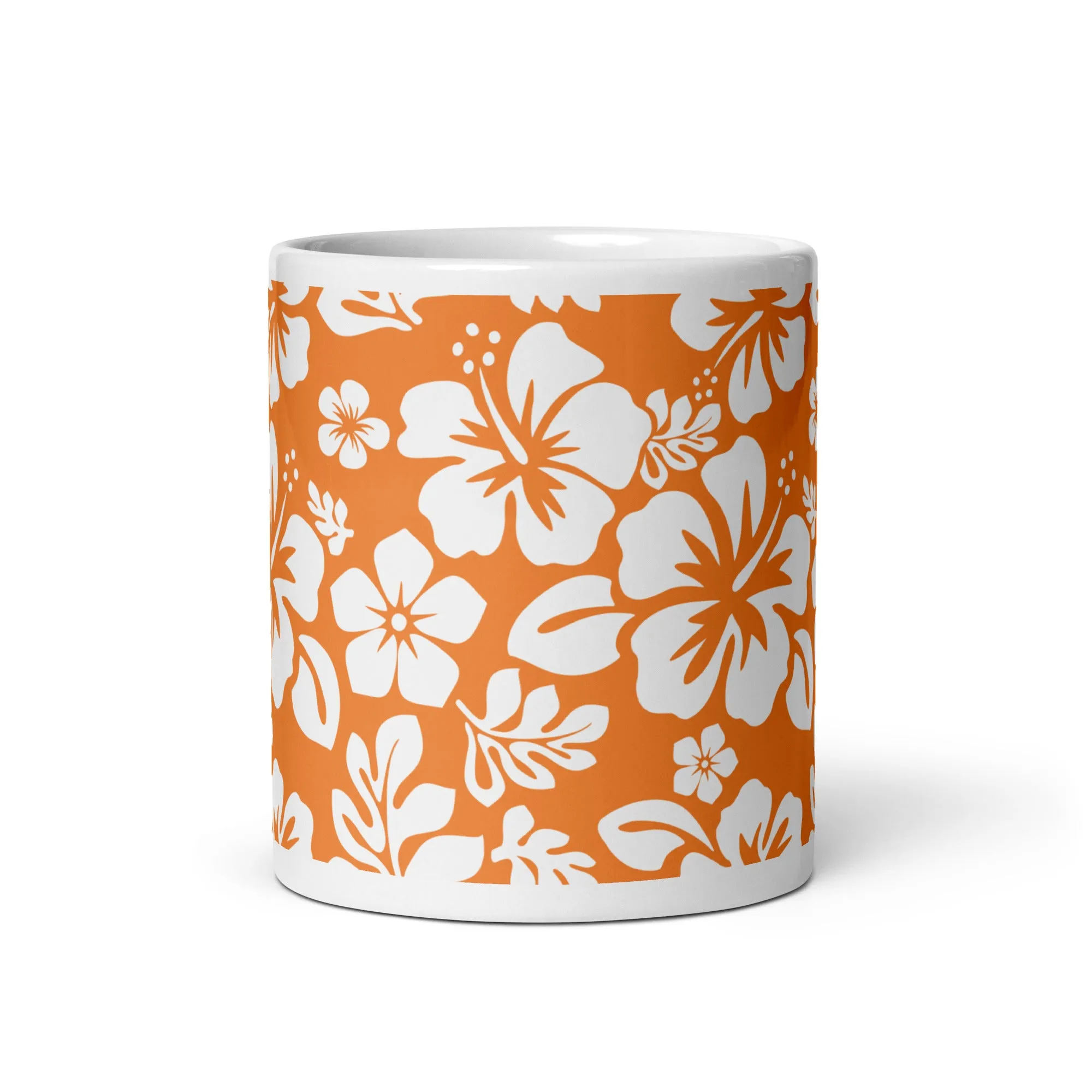 Orange and White Hawaiian Flowers Coffee Mug