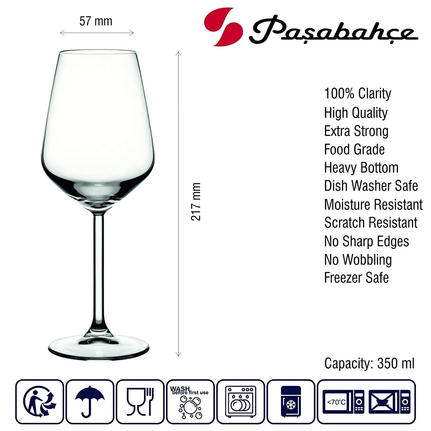 Pasabahce Allegra Glass Tumbler 350ml Red Wine 41128