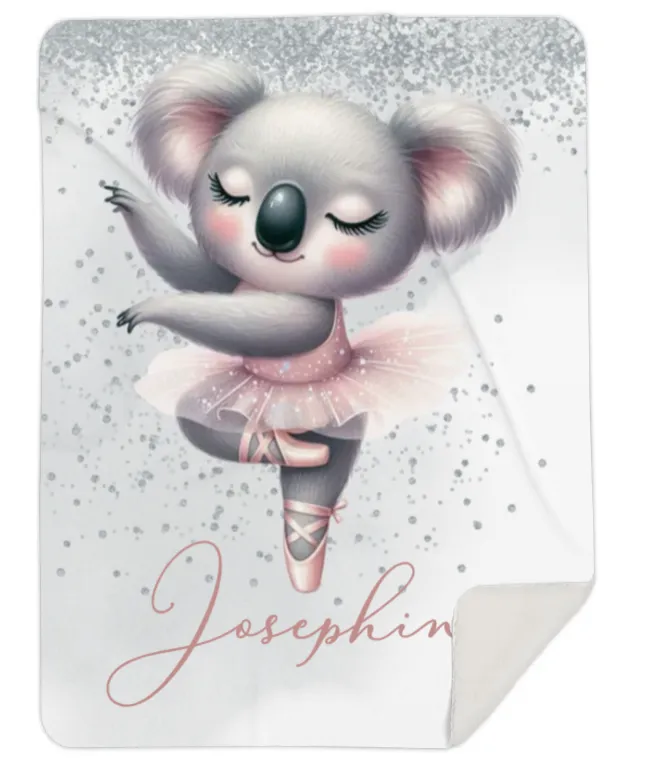 Personalised Ballerina Koala Fleece Blanket