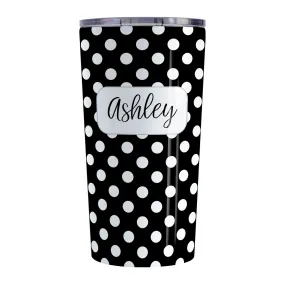 Personalized Black Polka Dot Tumbler Cup