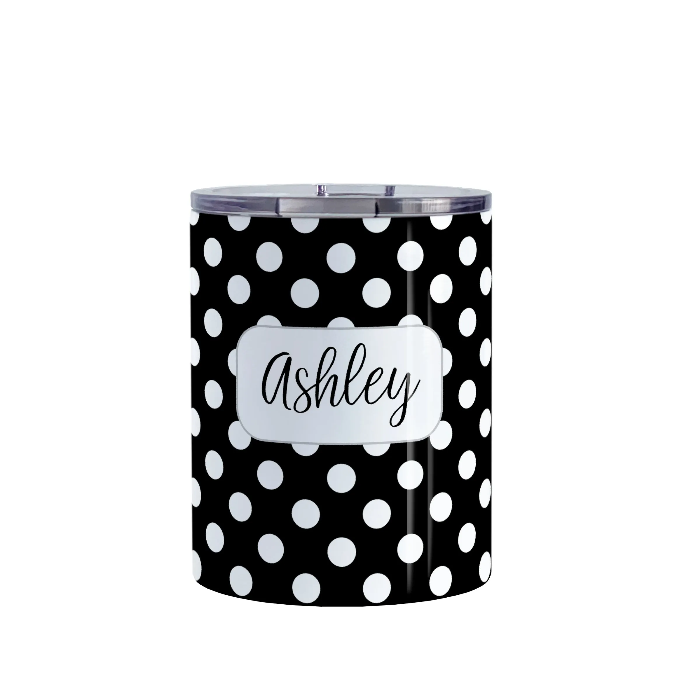 Personalized Black Polka Dot Tumbler Cup