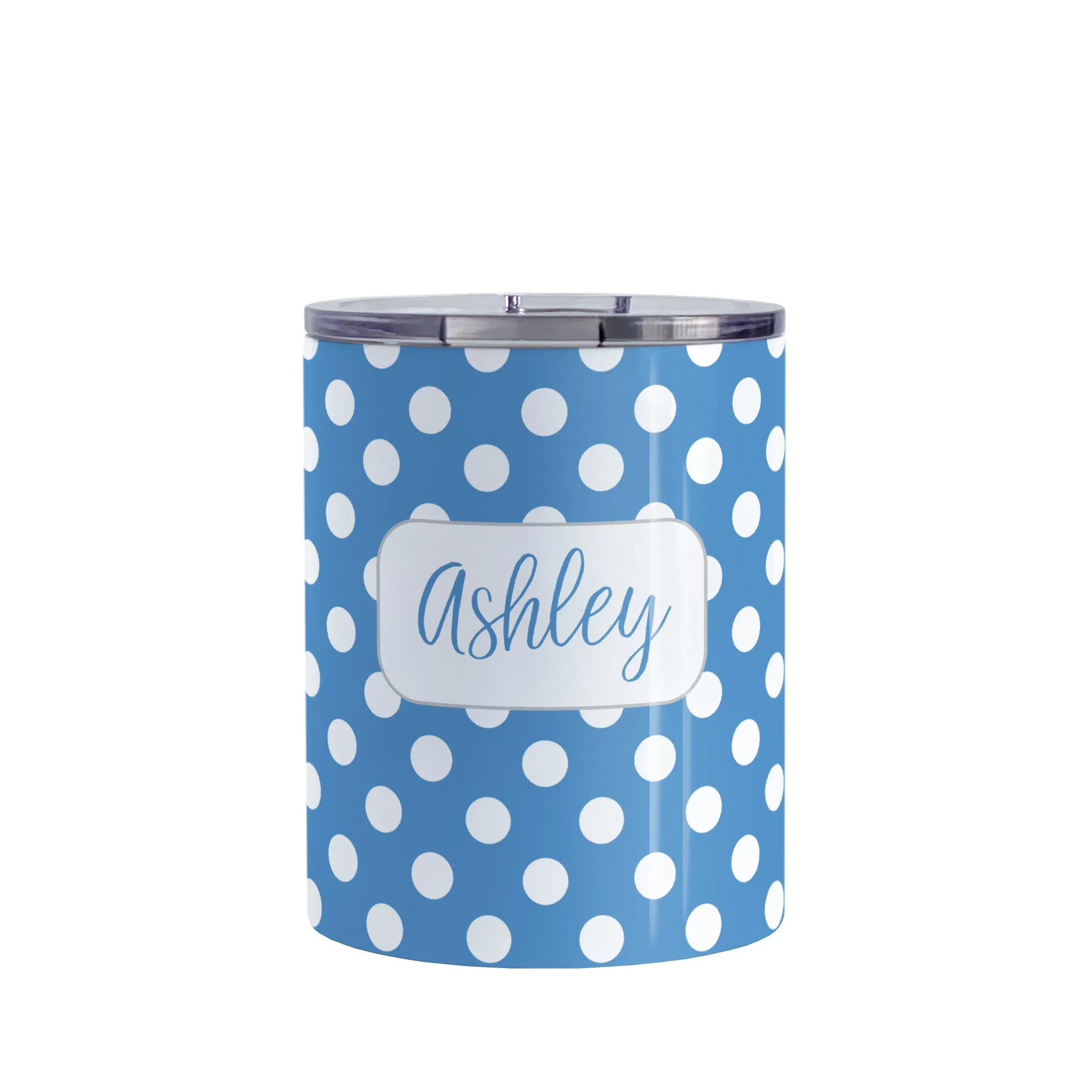 Personalized Blue Polka Dot Tumbler Cup