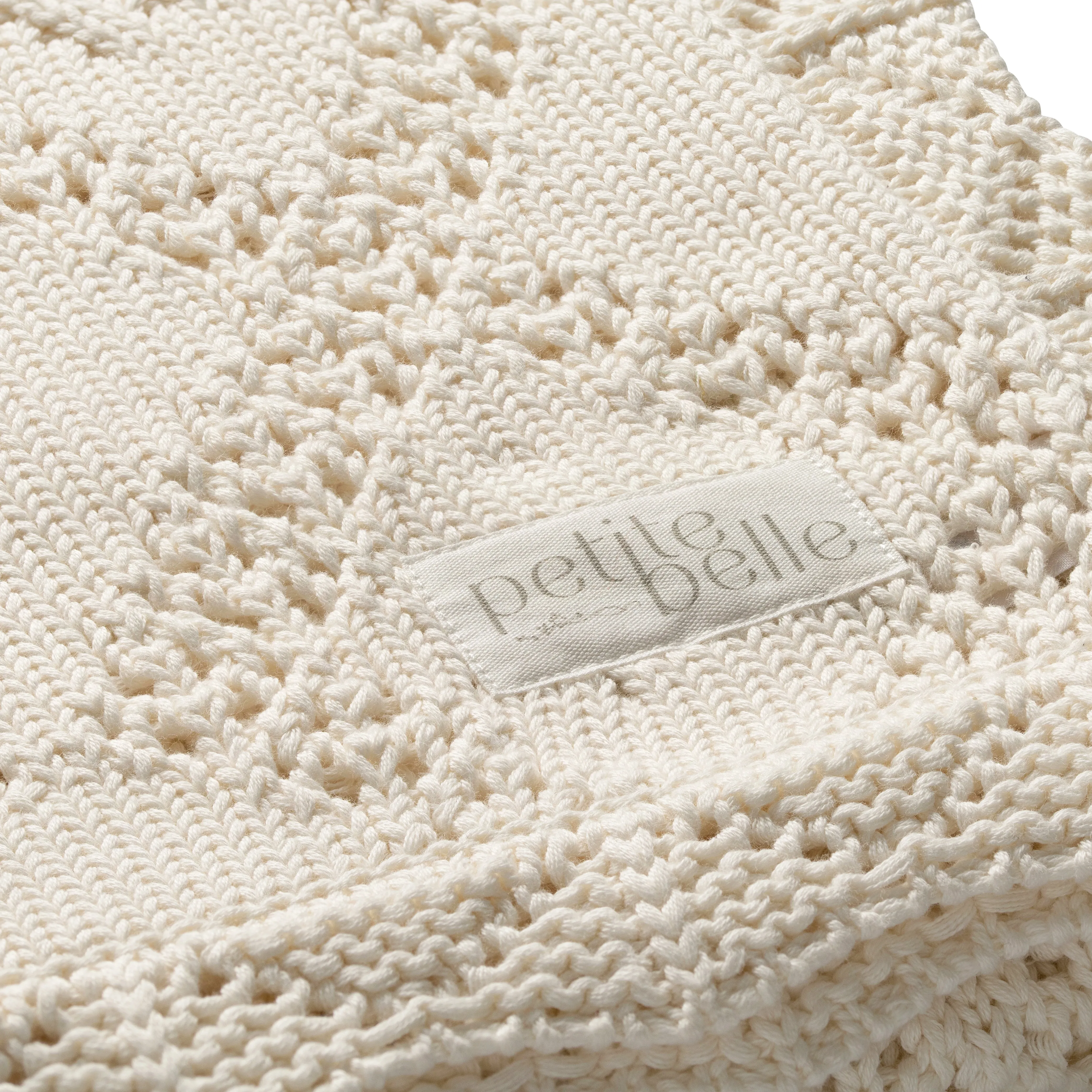 Petite Belle Ivory Diamond Crochet Knit Blanket and Pouch Set