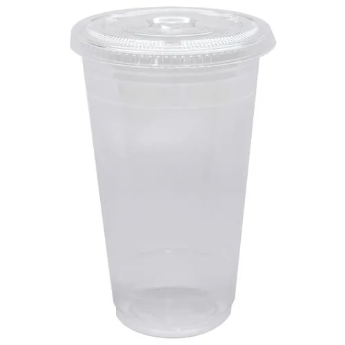 Plastic Cups - 24oz PET Cold Cups and PET Flat Lids (98mm)