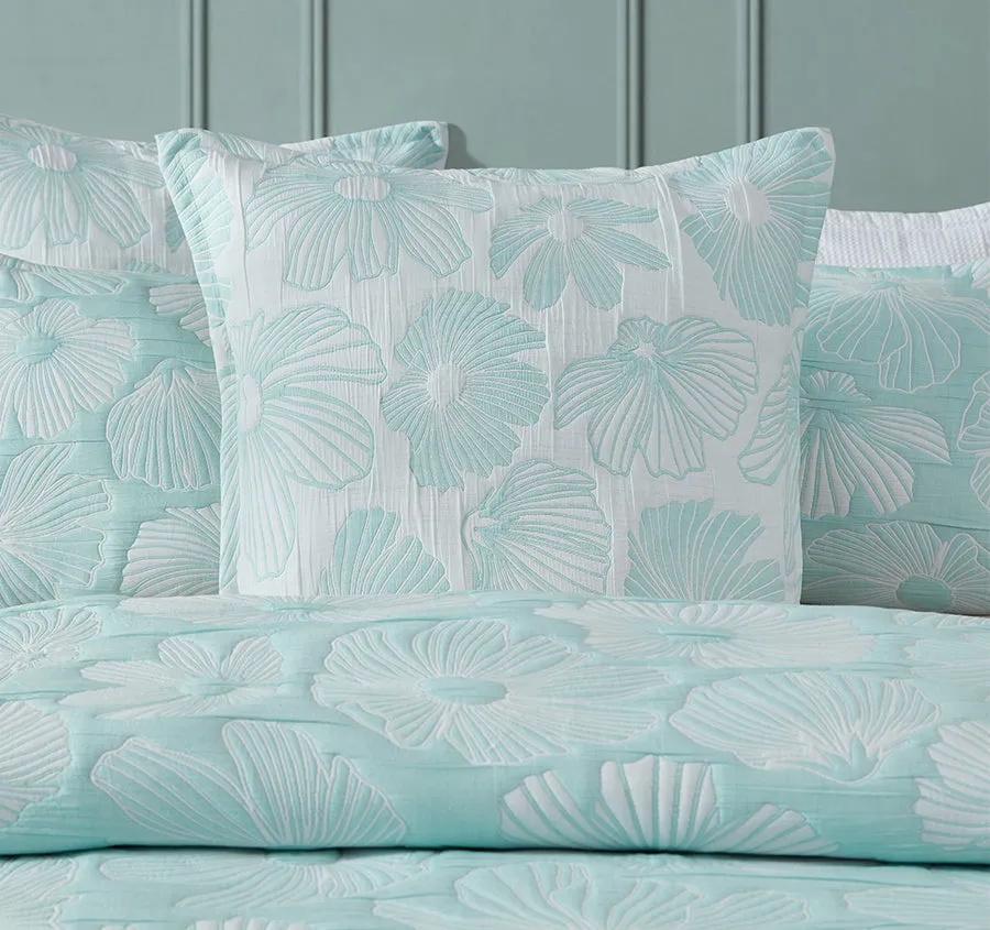 Poppi European Pillowcase Aqua