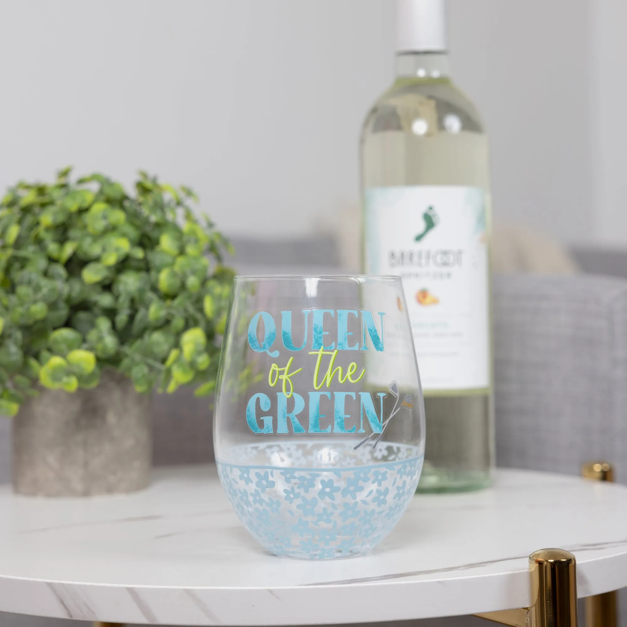 Queen of the Green 18 oz Stemless Wine Glass