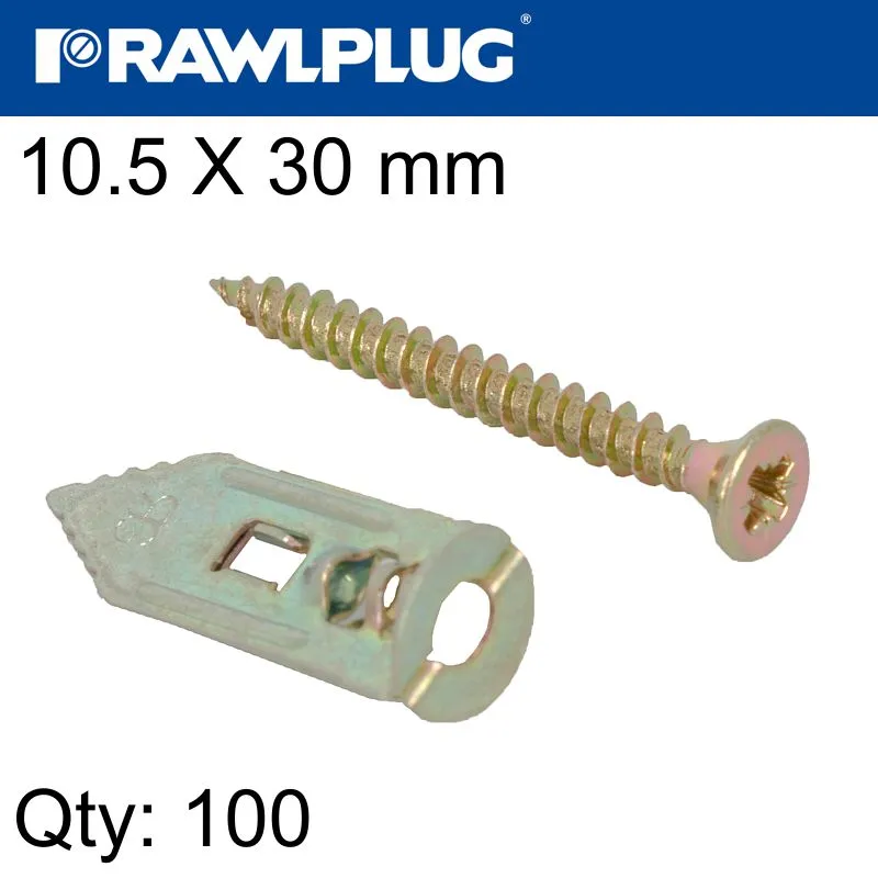 RAWLPLUG NAIL-IN  FIXING PLASTERBOARD SCREWS 10.5X30MM X100-BOX RAW R-GPB-PLUS