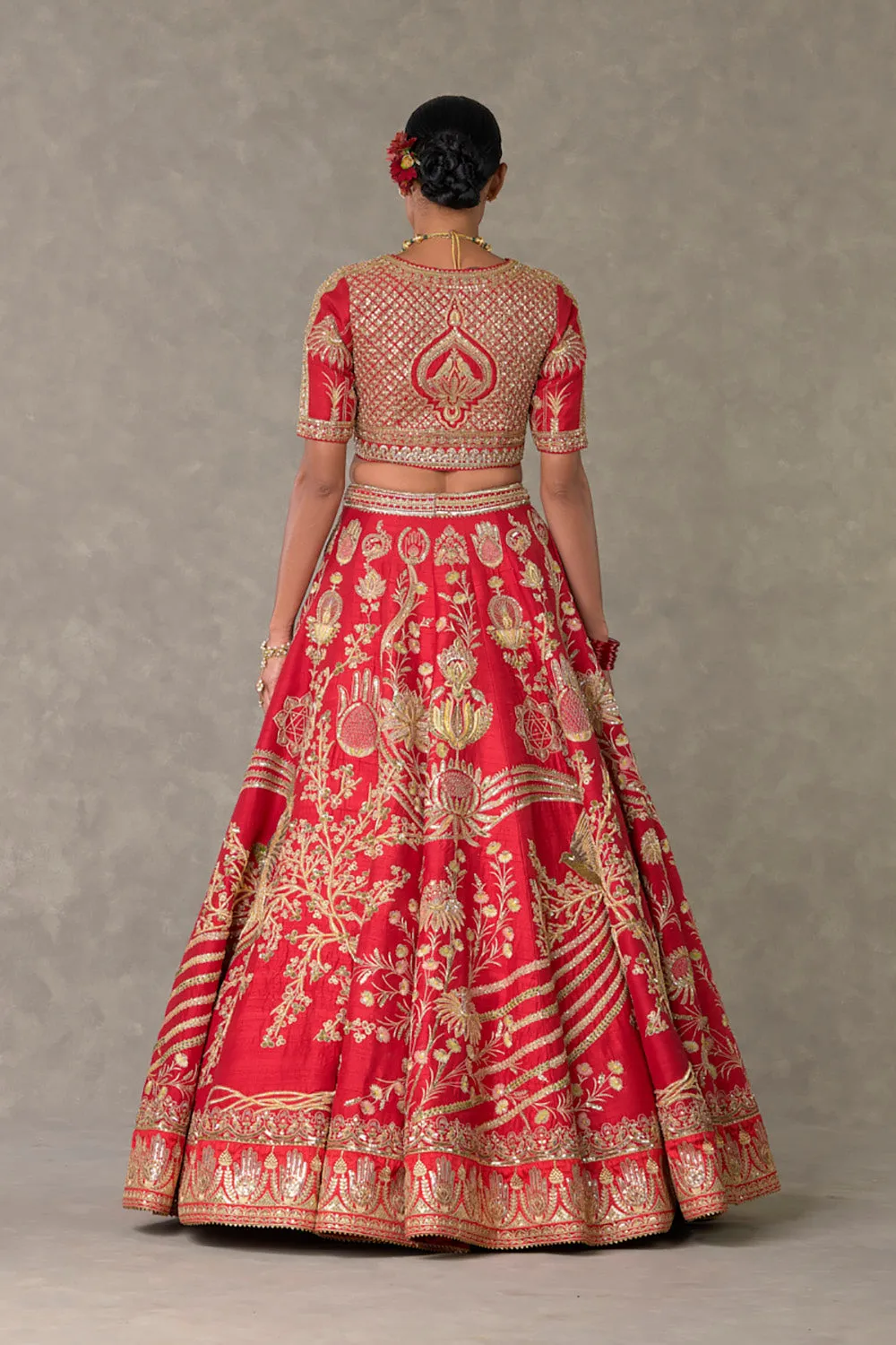 Red 'Bagh-E-Bahar' Lehenga Set