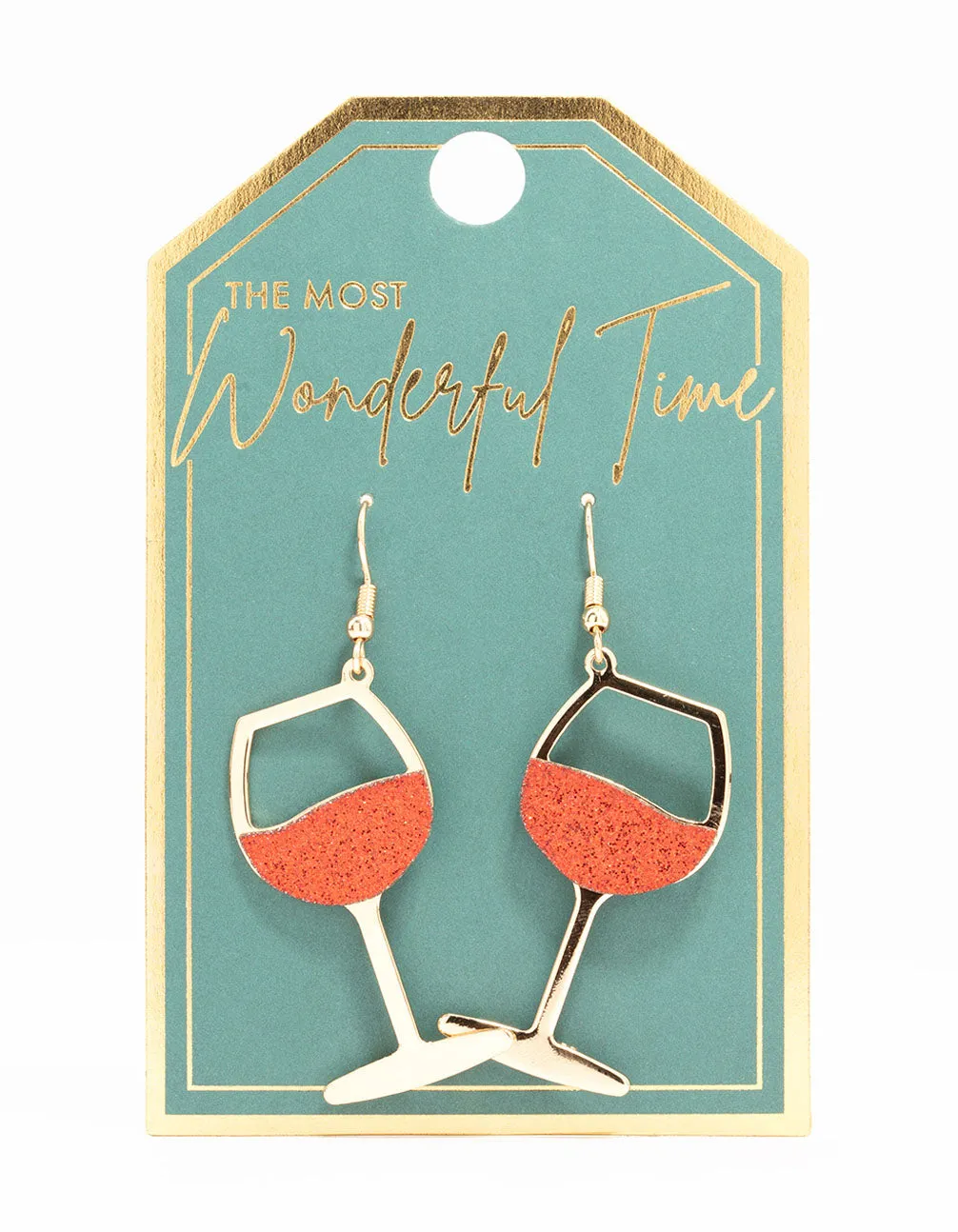 Red Glittery Wine Glass Drop Earrings