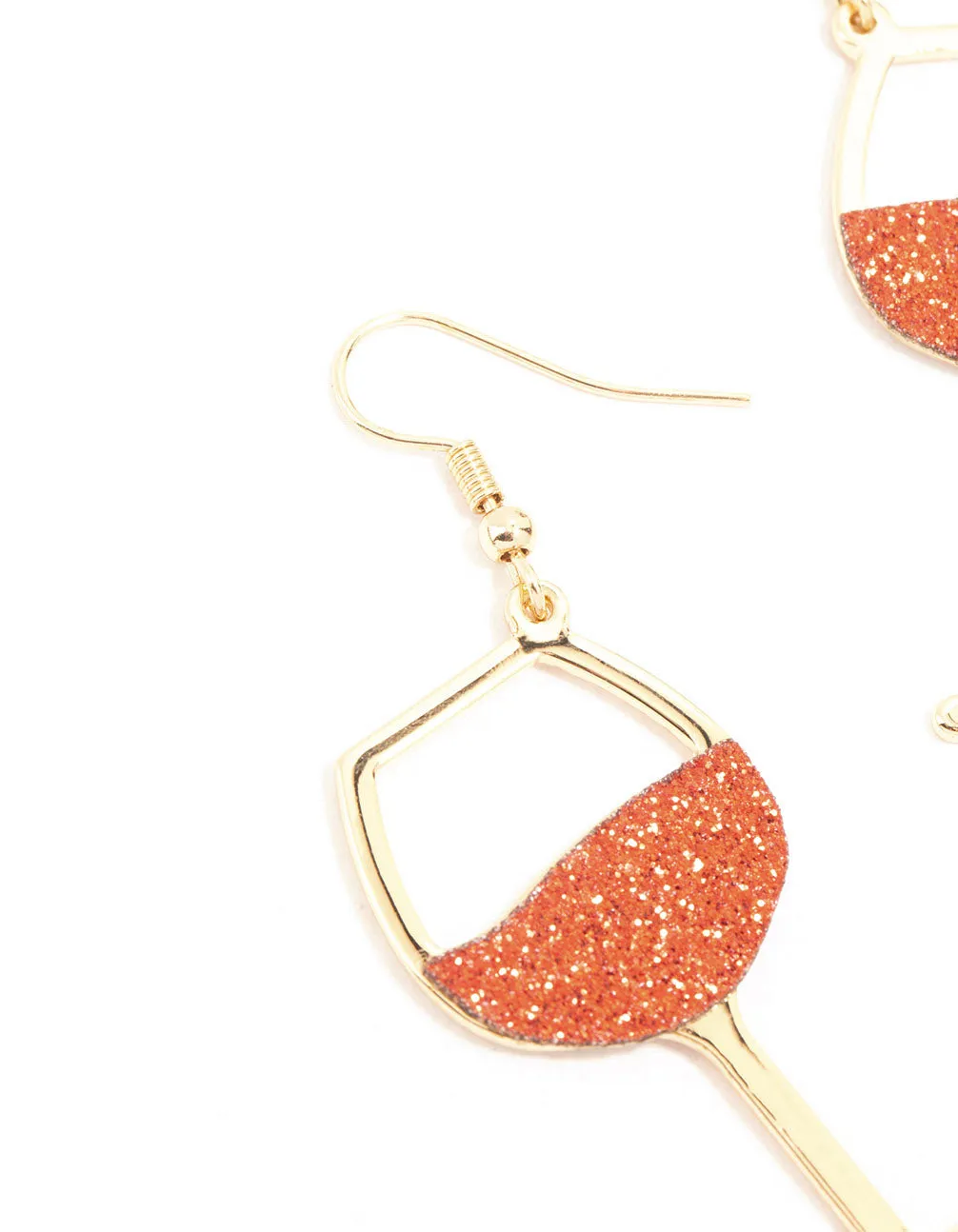 Red Glittery Wine Glass Drop Earrings