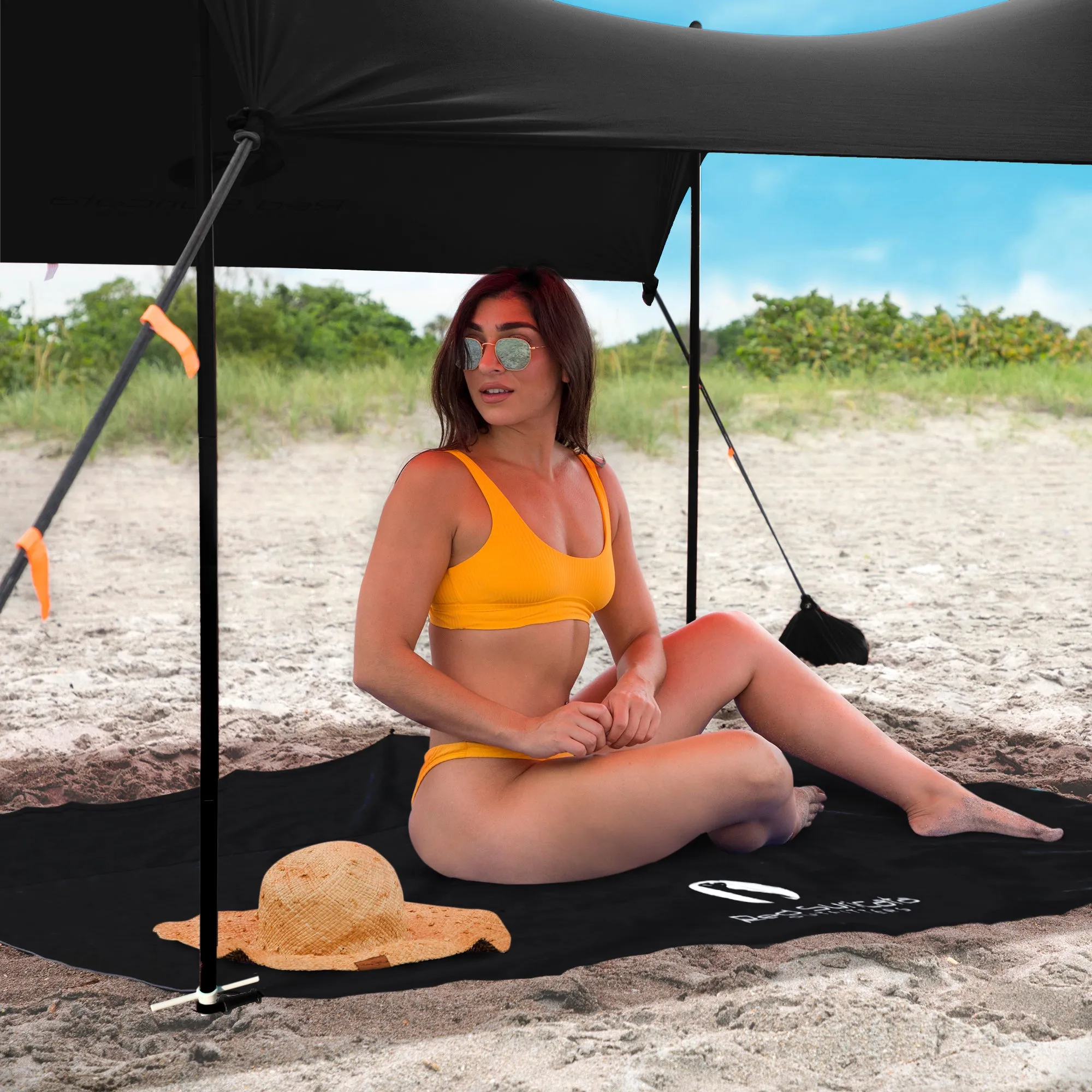 Red Suricata Black Sand Free Beach Mat Blanket – Compatible with Black Beach Sun Shade Canopy